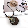 Bohemian Wood Donut Alloy Pendant Long Necklaces for Women FS-WGBD296-09-1