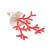 Glass Seed Beaded & Clam Shell Big Pendants PALLOY-MZ01152-01-4
