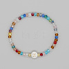 Handmade Bohemian Colorful Faceted Rondelle Glass Beaded Stretch Bracelets UI5654-14-1