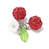 Handmade Polymer Clay Rhinestone Cherry Pendants PALLOY-JF03868-03-3