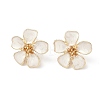 Flower Alloy Enamel Stud Earrings EJEW-P310-01G-01-2