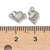 304 Stainless Steel Corrugated Heart Links Connector Charms STAS-D211-14D-P-3