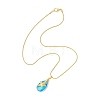 Ocean Alloy Sea Animal and Faceted Glass Teardrop Pendant Brass Round Snake Chain Necklaces for Women NJEW-JN05915-01-5