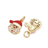 Christmas Brass Micro Pave Cubic Zirconia Enamel Charms KK-L255-19G-05-2