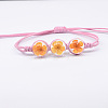 Transparent Glass Dried Flower Flat Round Beads Braided Bead Bracelets FS-WG4C602-03-1