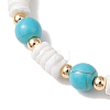 Natural White Shell & Synthetic Turquoise Beads Stretch Bracelets for Women BJEW-JB13477-01-4