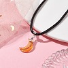 Glass Crescent Moon Pendant Necklaces NJEW-JN04579-02-2