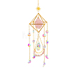 Geometric Natural Raw Rose Quartz Suncatchers LS-DJEW-PW0007-01D-1