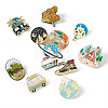 12pcs 12 style Airplane  & Boat & Bus & Word Enamel Pin JEWB-TA0001-10-2