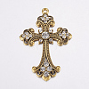 Alloy Rhinestone Cross Big Pendants ALRI-1475-AG-NR-2