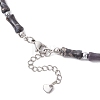 Dyed Purple Natural Imperial Jasper & Synthetic Non-magnetic Hematite Bamboo Joint Beaded Necklaces NJEW-JN05725-01-5