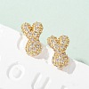 Brass Micro Pave Cubic Zirconia Stud Earrings EJEW-Z091-04G-Y-1