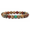 Natural Picasso Jasper Round Beaded Stretch Bracelets ZO4749-7-1