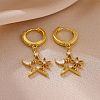 Brass Micro Pave Cubic Zirconia Dangle Hoop Earrings for Women KK-CBADCD7-02G-2