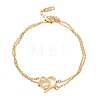 Brass Micro Pave Clear Cubic Zirconia Cable Chain Double Layers Bracelets BJEW-C155-02G-4
