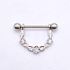 304 Stainless Steel Clear Cubic Zirconia Flower Nipple Rings WG994A5-17-1