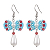 Handmade Glass Seed & Acrylic Beads Bowknot Dangle Earrings EJEW-MZ00298-02-1