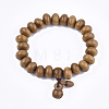 Wood Mala Bead Bracelets BJEW-T009-13A-1
