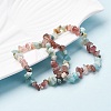 Natural Amazonite & Strawberry Quartz Chip Stretch Bracelets BJEW-JB04490-04-6