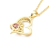 Cubic Zirconia Heart with Word Love Pendant Necklace NJEW-F293-02B-G-3