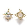 Brass Micro Pave Clear Cubic Zirconia Charms X-ZIRC-A011-41G-2