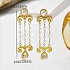 Layered Tassel Brass Pave Cubic Zirconia Stud Earrings for Women MV3565-5