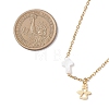 304 Stainless Steel Angel and Natural Freshwater Shell Cross Pendant Necklaces NJEW-JN05720-3