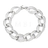 Brass Micro Pave Clear Cubic Zirconia Curb Chain Bracelets for Women BJEW-A034-04B-P-4