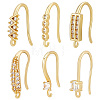Beebeecraft 24Pcs 6 Style Rack Plating Brass Pave Cubic Zirconia Earring Hooks KK-BBC0012-31-1