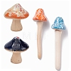 4Pcs 2 Style Mushroom Shape Porcelain Home Ornaments DJEW-CA0001-07-1