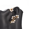 Natural Pearl Braided Flower Cuff Earrings EJEW-JE04955-4