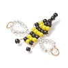 Glass Seed Beaded Bee Links Connector Charms PALLOY-MZ01221-4