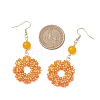 Flower Handmade Glass Seed Beads Dangle Earrings EJEW-MZ00679-01-4