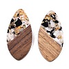 Transparent Resin and Walnut Wood Pendants RESI-T057-05A-2