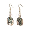 Natural Cultured Freshwater Pearl & Abalone Shell/Paua Shell Beads Dangle Earrings EJEW-JE07313-01-3