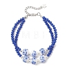 Glass & Handmade Flower Printed Porcelain Multi-strand Bracelets BJEW-JB12975-2