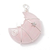 Natural Rose Quartz Copper Wire Wrapped Pendants PALLOY-JF02686-04-1