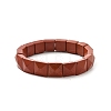 Square Natural Red Jasper Beads Stretch Bracelets for Women Men BJEW-C097-06S-4