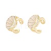 Shell Shape Brass Enamel Cuff Earrings EJEW-T049-06G-1