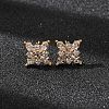 Brass Micro Pave Clear Cubic Zirconia Stud Earrings for Women EJEW-F418-18G-1