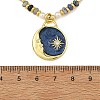 Brass Enamel Moon Sun Pendant Round Natural Lapis Lazuli and Rondelle Blue Spot Jasper Beaded Necklaces for Women NJEW-JN06691-4