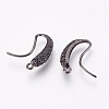 Brass Earring Hooks with Cubic Zirconia KK-P150-44B-2