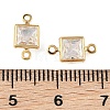 SHEGRACE Brass Pave Cubic Zirconia Square Connector Charms XGRQ2O831-440A-G-3