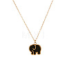 304 Stainless Steel & Dyed Natural Shell Black White Double Sided Elephant Pendant Cable Chain Necklaces for Women WGC210C-01-4