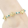 Ocean Dyed Synthetic Turquoise Beads & 304 Stainless Steel Link Chain Anklets GG-AJEW-AN00833-02-2
