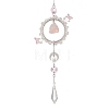 Natural Rose Quartz & Glass Suncatcher HJEW-TA00454-01-1