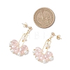 Fan Glass Dangle Stud Earrings EJEW-MZ00674-02-4