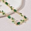 Brass Glass Flower Link Chain Bracelets KK-CBA7DFA-01G-07-2