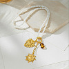 304 Stainless Steel Sacred Heart Sun Pendant White Glass Beaded Necklaces for Women WG88FB4-01-6