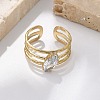 304 Stainless Steel Cuff Rings for Women RJEW-D302-03G-06-5